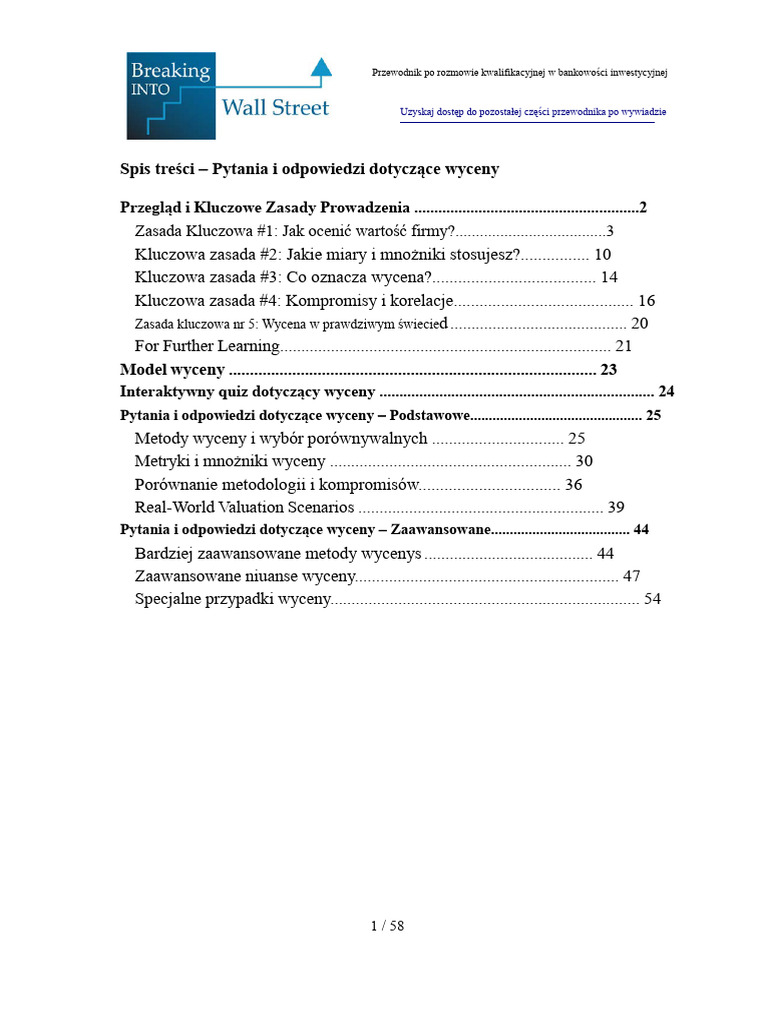 Kopia Przewodnika Po Wycenie M&I | PDF