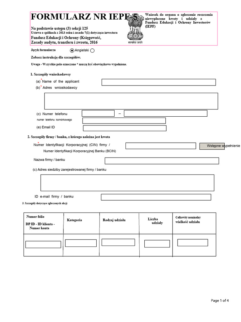 Formularz IEPF 5 | PDF