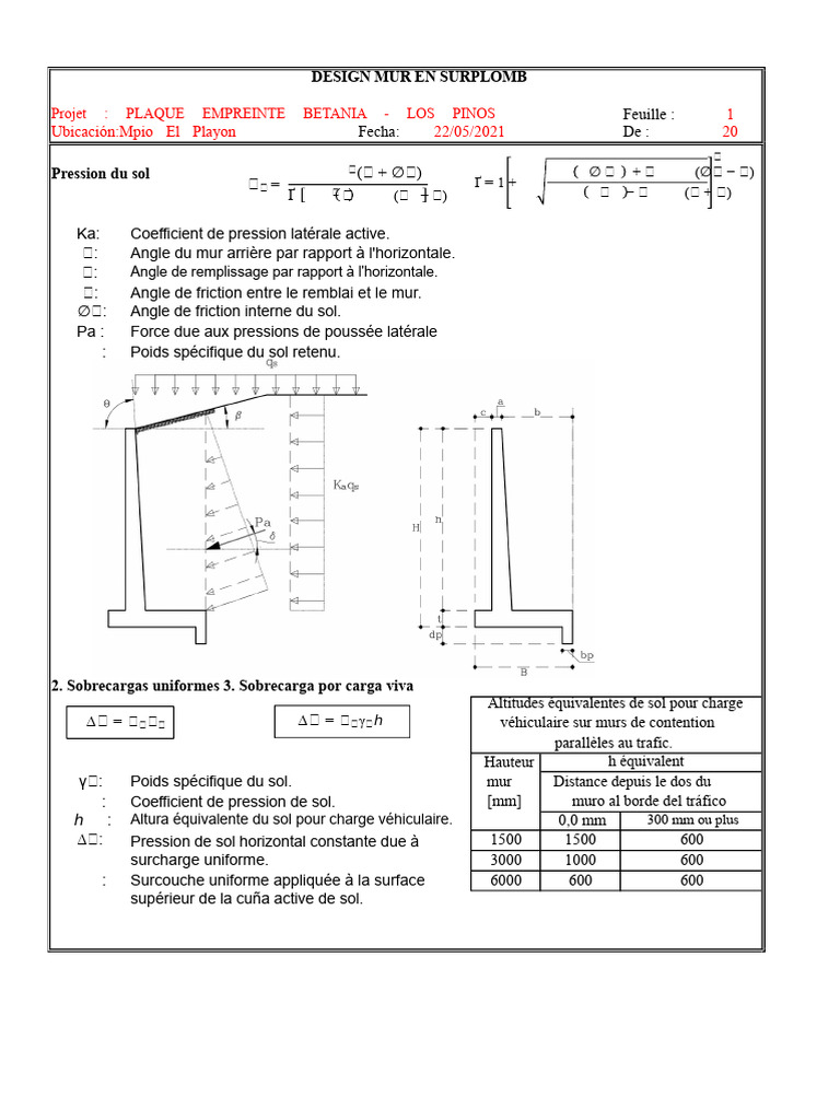 Conception mur de soutènement en surplomb | PDF | Béton | Pression