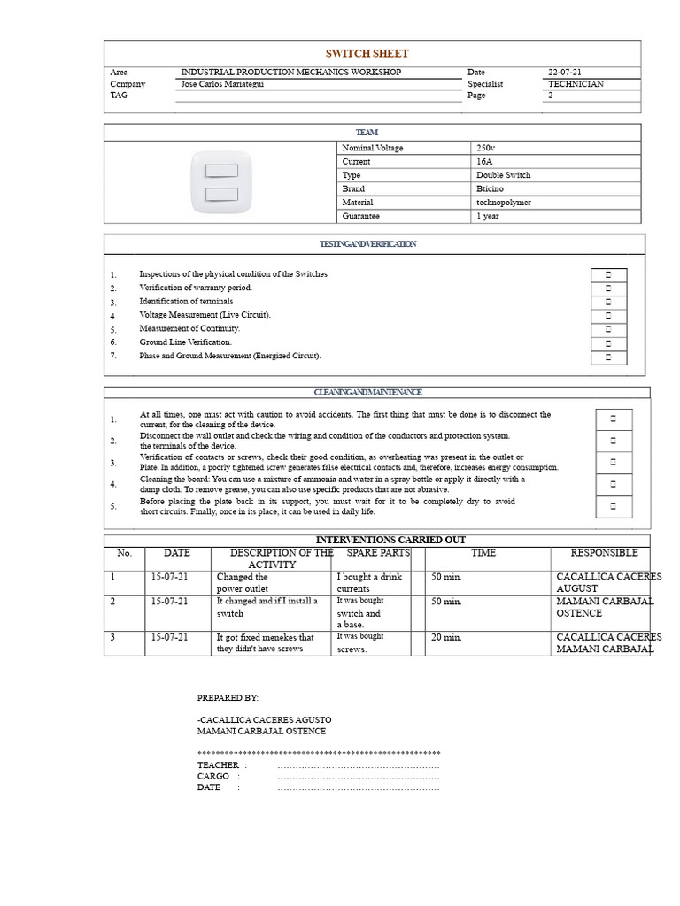 Industrial Switch Maintenance Guide | PDF | Switch | Voltage