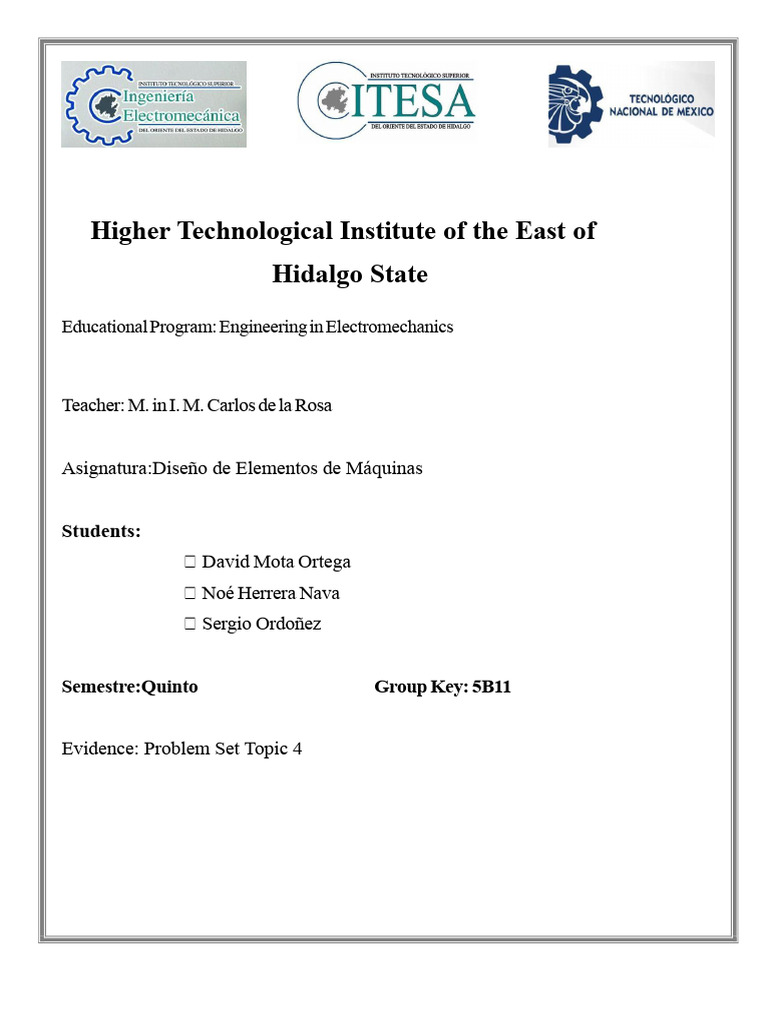 Problem Set For Machine Elements Design | PDF | Mechanical Engineering