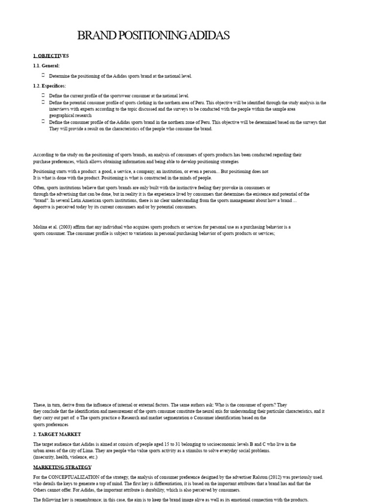 Brand Positioning of Adidas | PDF | Brand | Target Audience