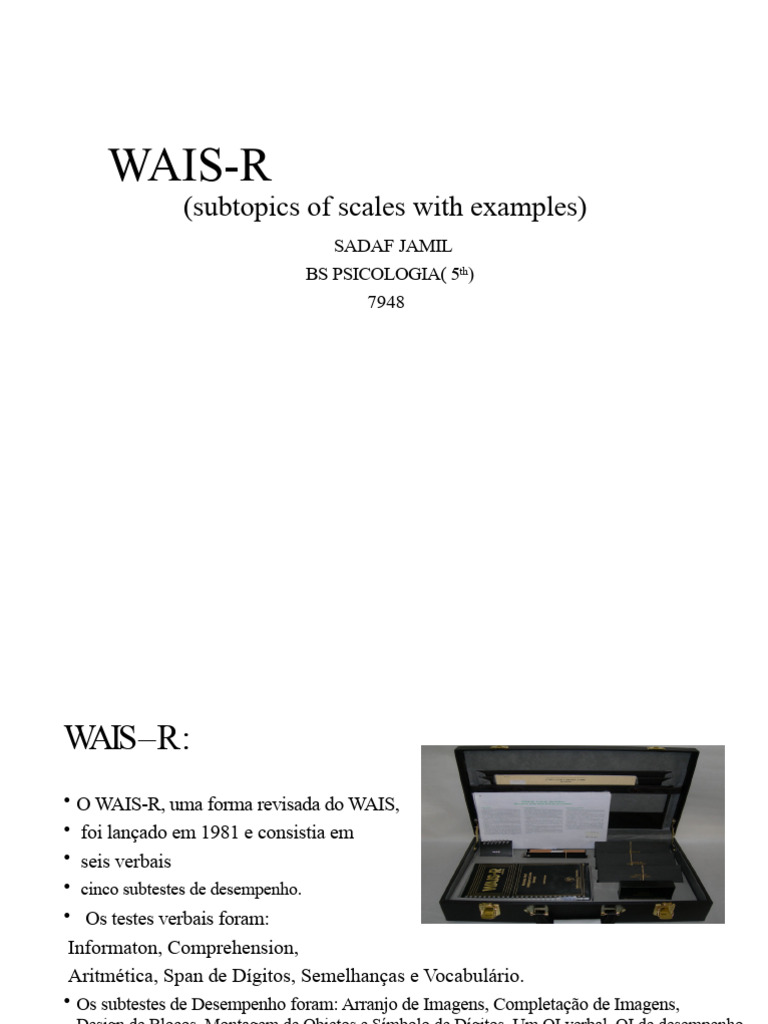 WAIS-R: Estrutura e Subtestes Explicados | PDF