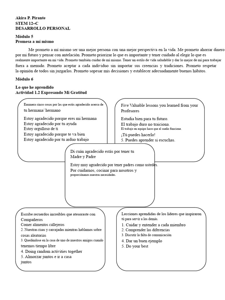 Compromisos y Valores para el Crecimiento Personal | PDF | Gratitud | Amor
