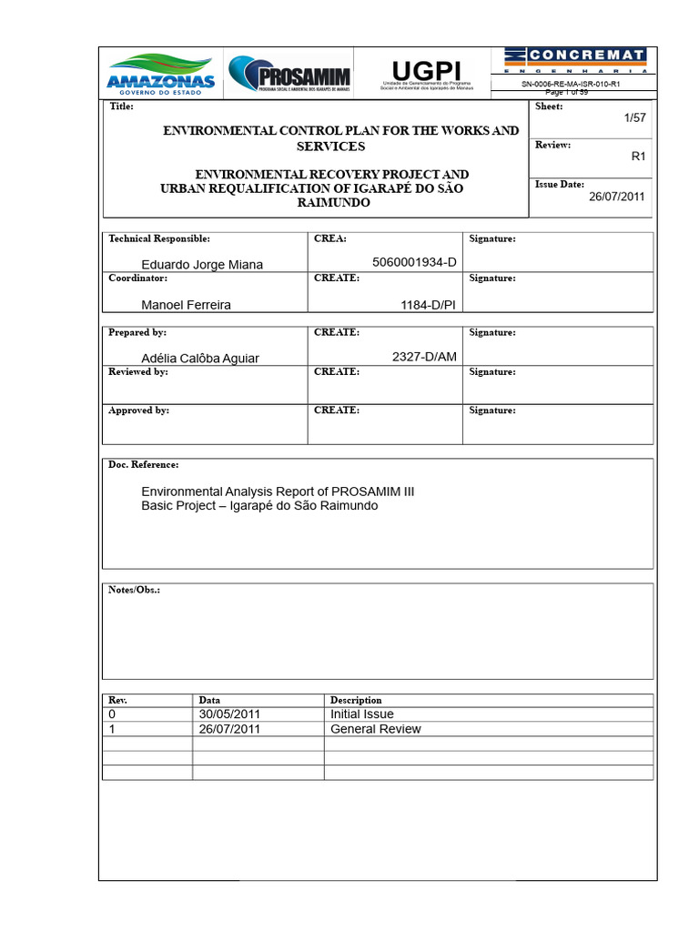 Environmental Control Plan Prosamim3 | PDF | Waste Management | Waste