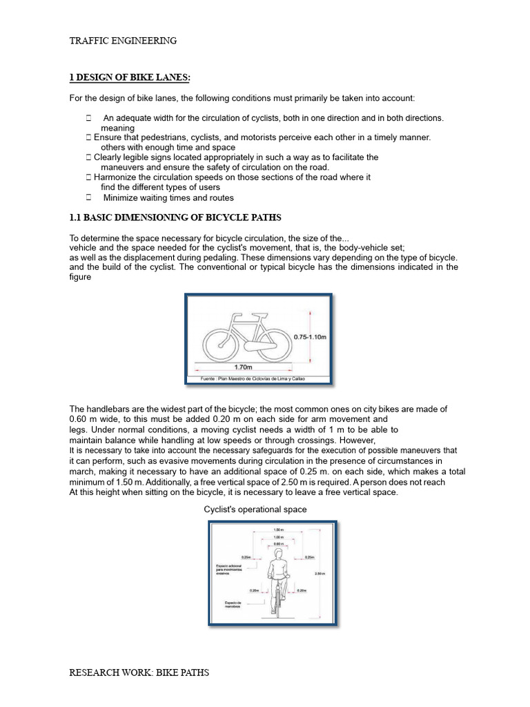 1 Design of Bike Lanes | PDF | Cycling Infrastructure | Traffic