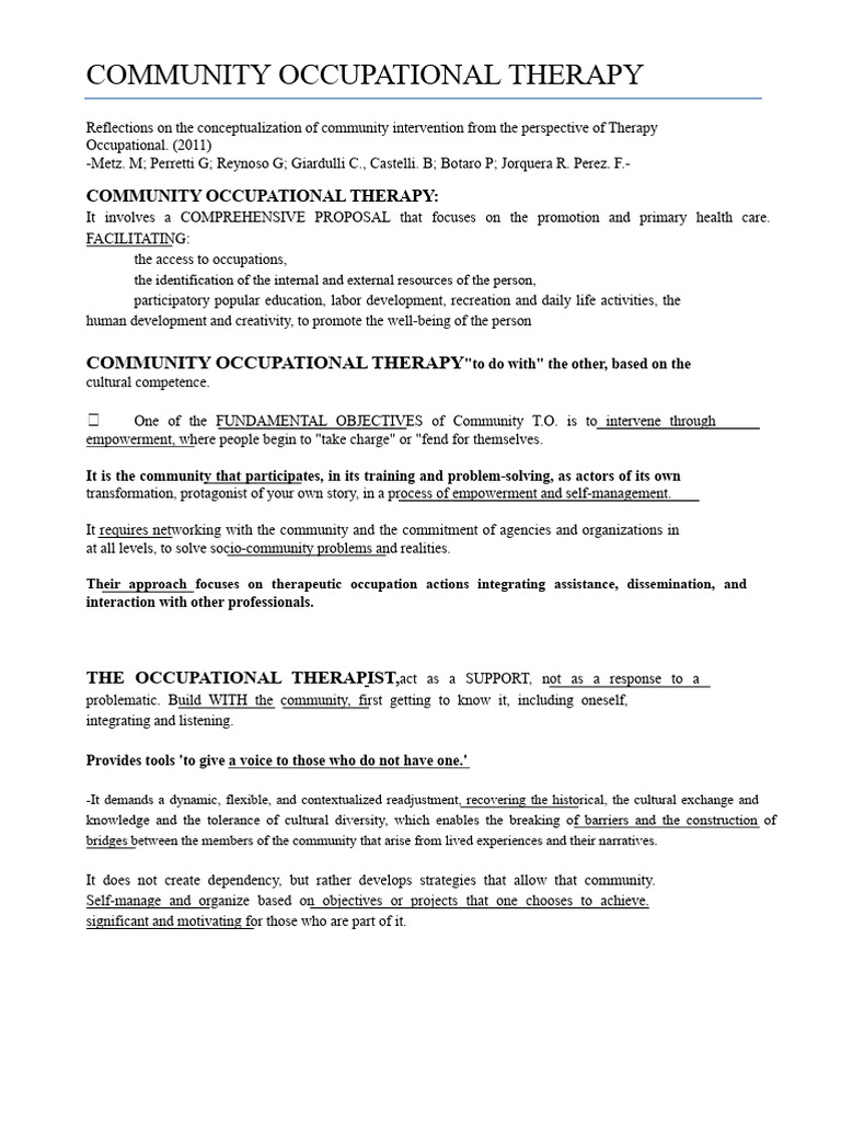 Community Occupational Therapy | PDF | Occupational Therapy | Social ...