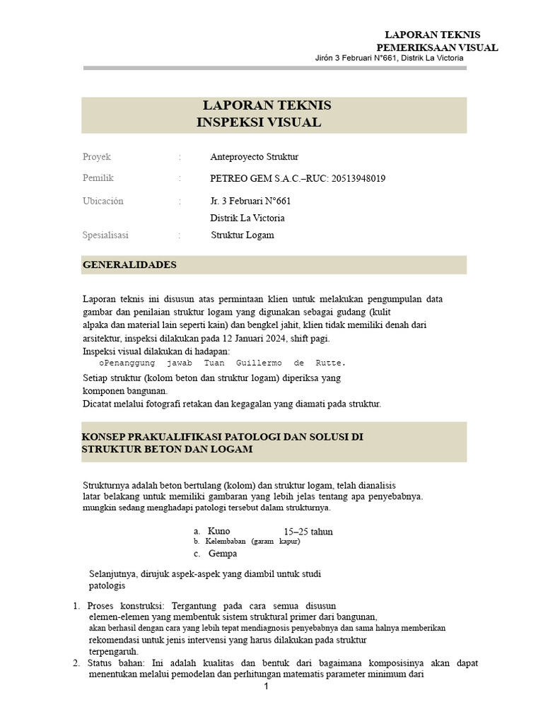 Inspeksi Visual Struktur Logam dan Beton | PDF