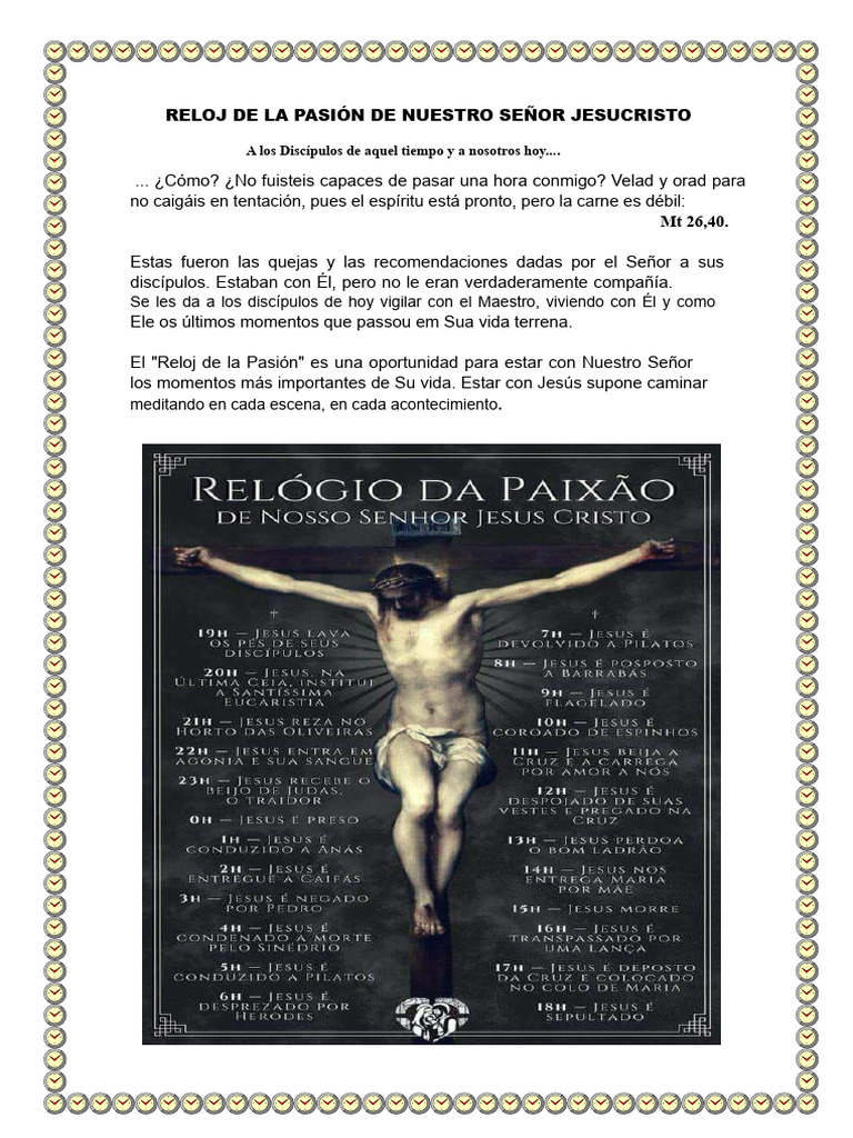 Reloj de la Pasión de Jesucristo | PDF | Oración | Jesús