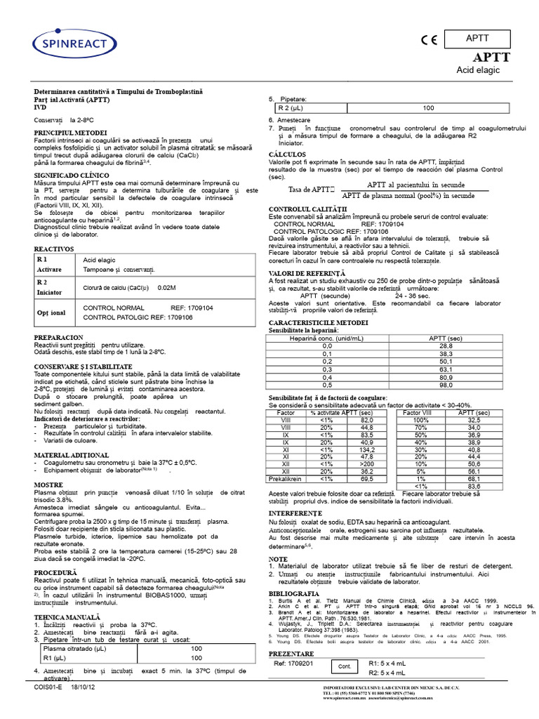 Aptt Spinreact | PDF