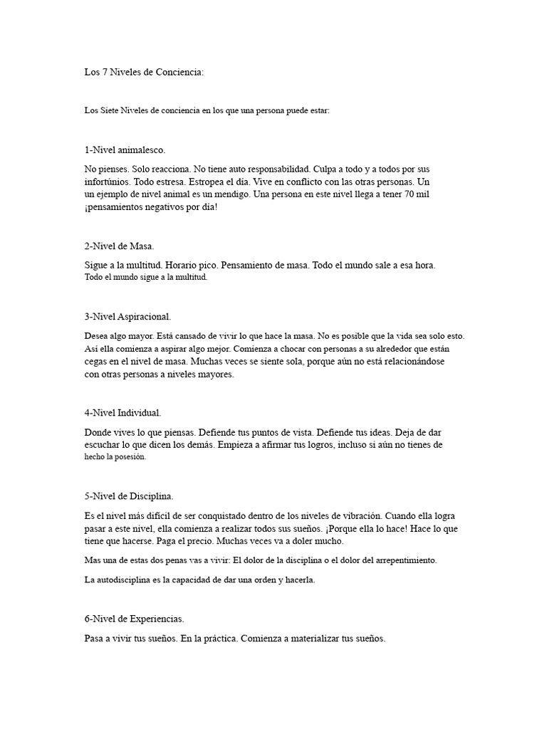 Los 7 Niveles de Conciencia Explicados | PDF