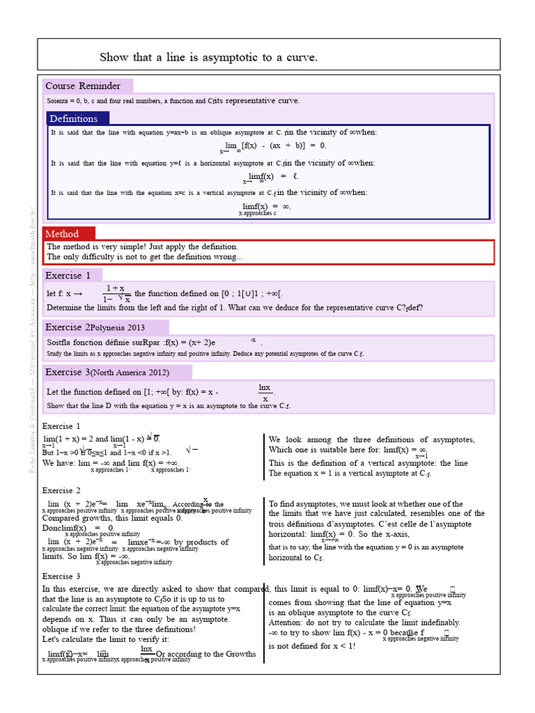 How To Show That A Line Is Asymptotic To A Curve? | PDF | Asymptote ...