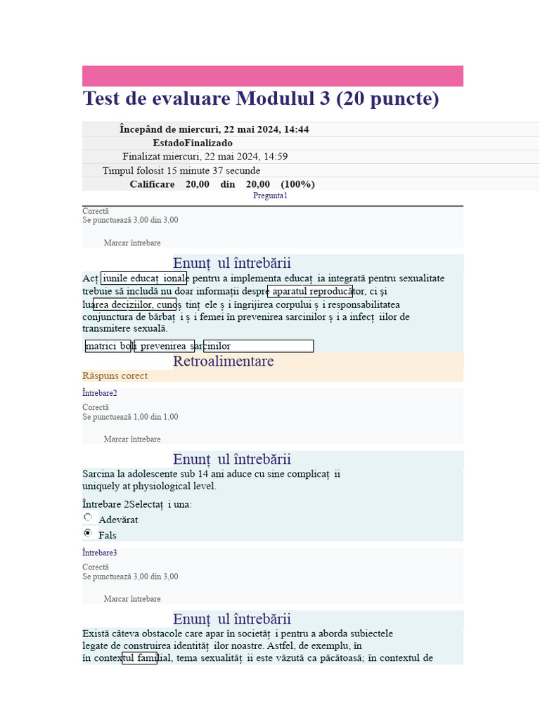 Test de Evaluare Modulul 3 | PDF