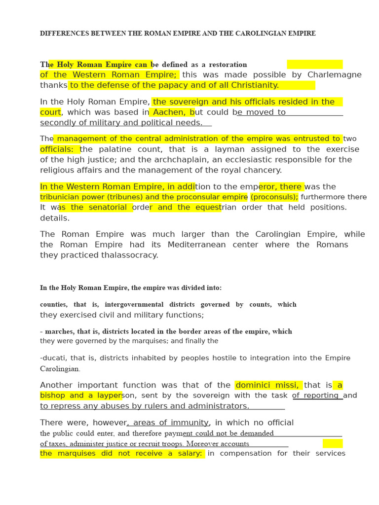 Differences Between The Roman Empire and The Carolingian Empire | PDF