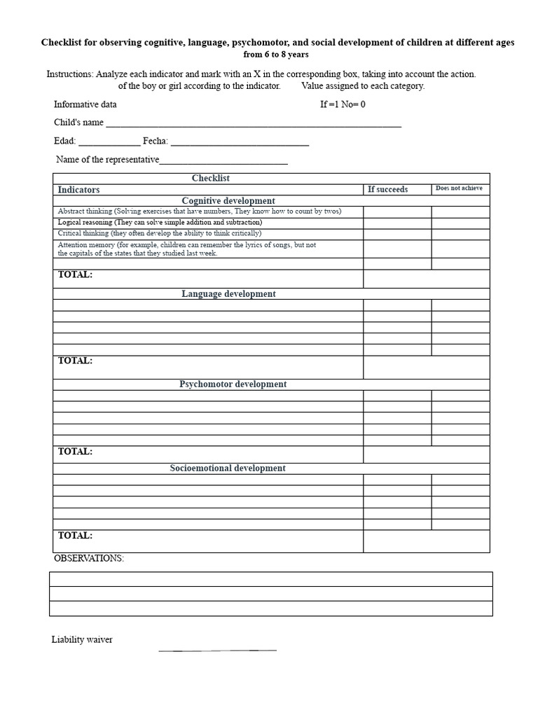 Child Development Checklist: Ages 6-8 | PDF