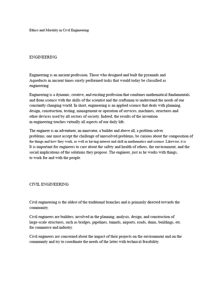 Ethics in Civil Engineering Practices | PDF | Engineering | Morality
