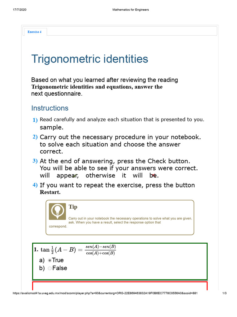 Mathematics For Engineers v1 - Trigonometry.1 | PDF | Trigonometry