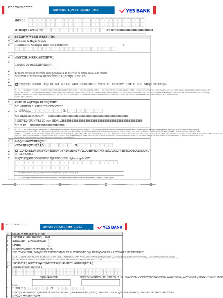 Formulario de Solicitud de Servicio Al Cliente de Yes Bank | PDF ...