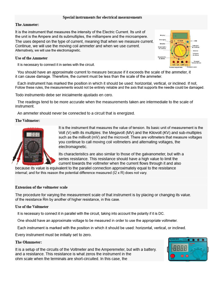 Electrical Measurement Instruments Guide | PDF | Electronics | Electricity