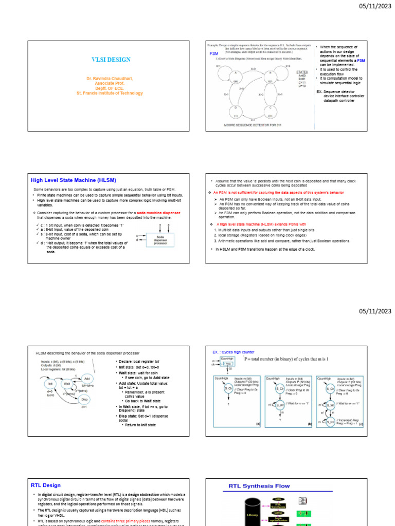 HLSM and RTL Design for VLSI Systems | PDF | Vhdl | Computer Engineering