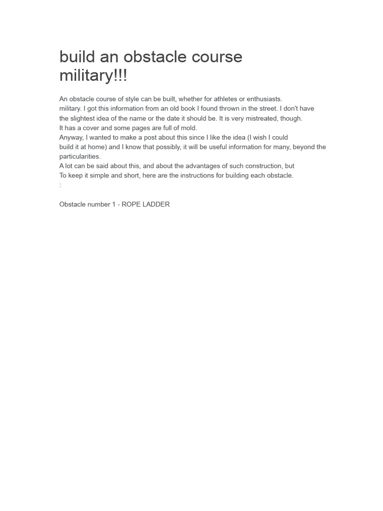 Build Your Own Military Obstacle Course | PDF