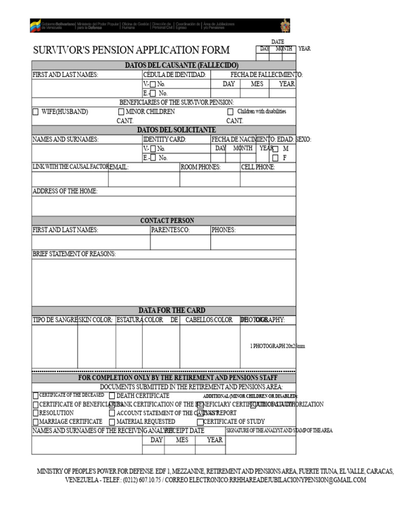 Survivor's Pension Application Guide | PDF | Identity Document | Pension