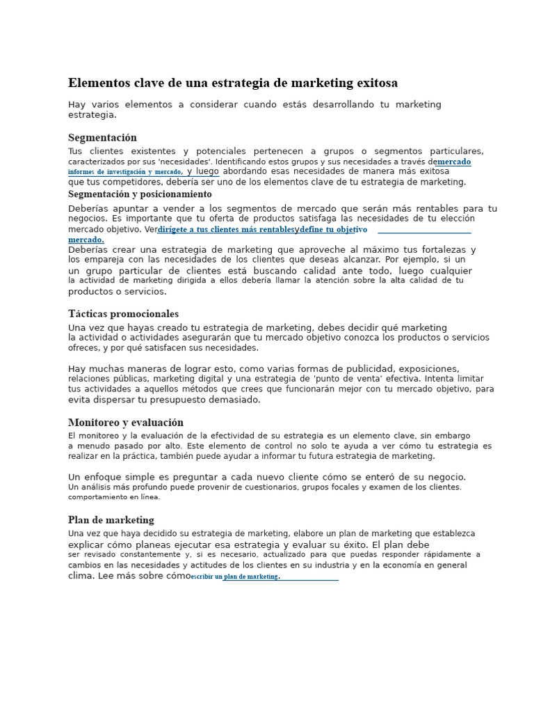 Estrategia de Marketing Exitosa: Claves | PDF | Marketing | Negocios ...