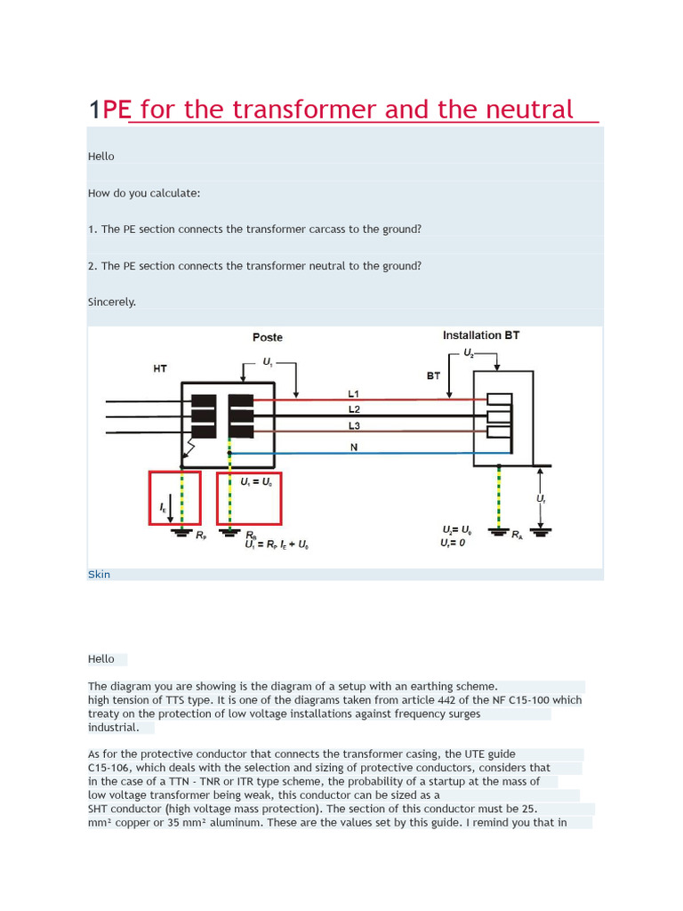 PE For The Transformer and The Neutral | PDF | Transformer | High Voltage