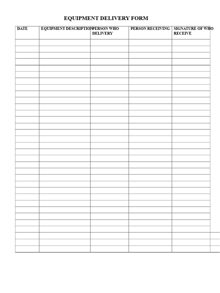 Equipment Delivery Form | PDF