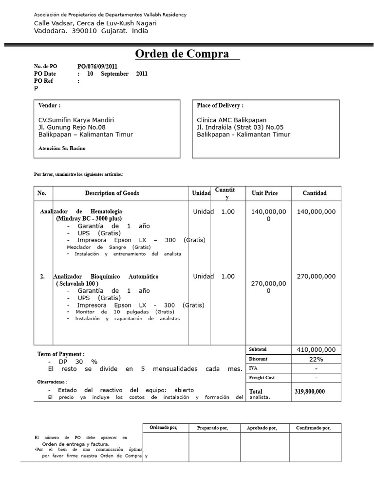 Orden de Compra para Equipos Médicos | PDF | Business | Arbitraje