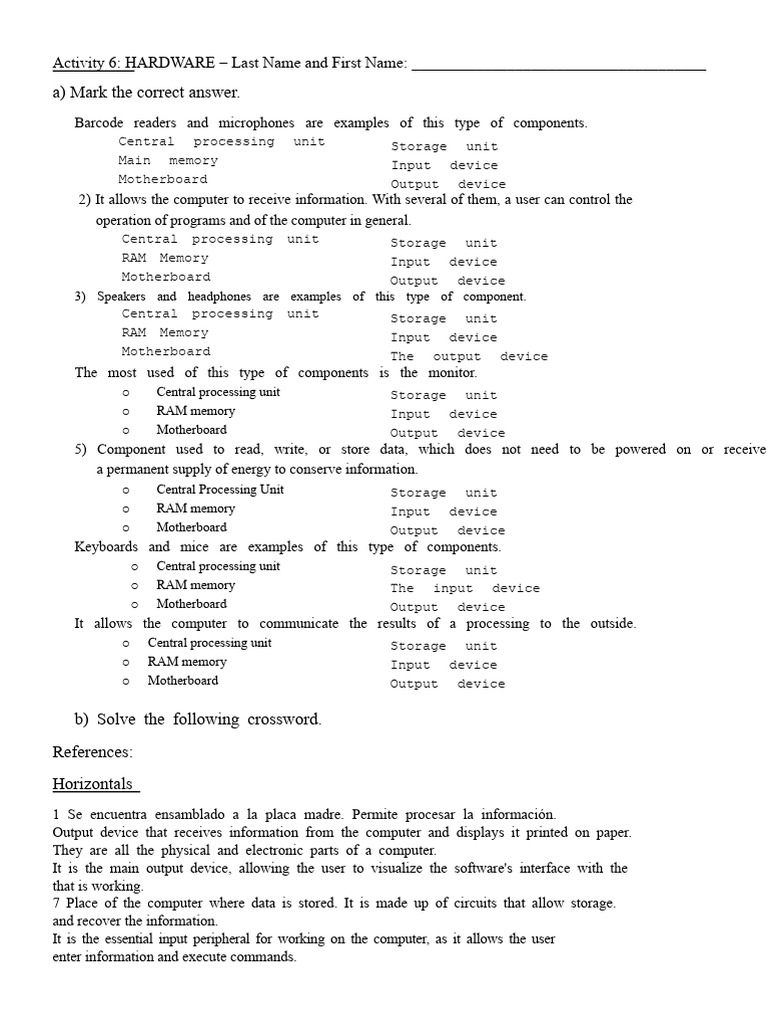 Computer Hardware Components Quiz | PDF | Computer Data Storage ...