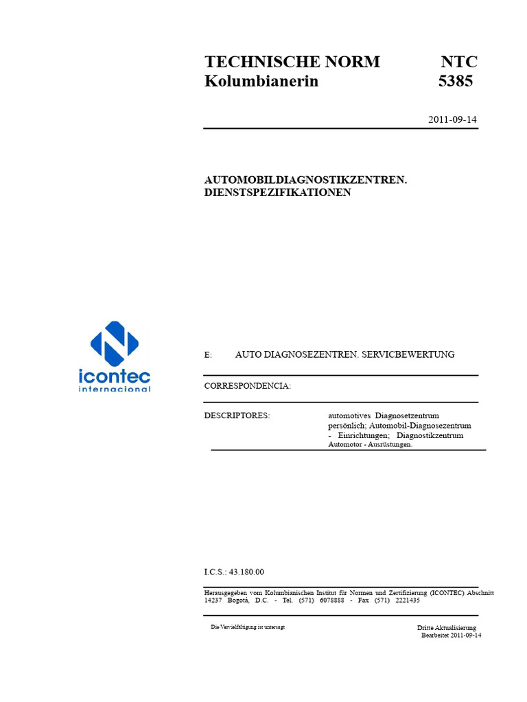 Kolumbianische Technische Norm 5385 | PDF