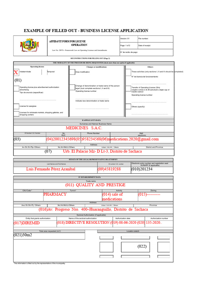 Business License Application Example | PDF | Private Law | Business