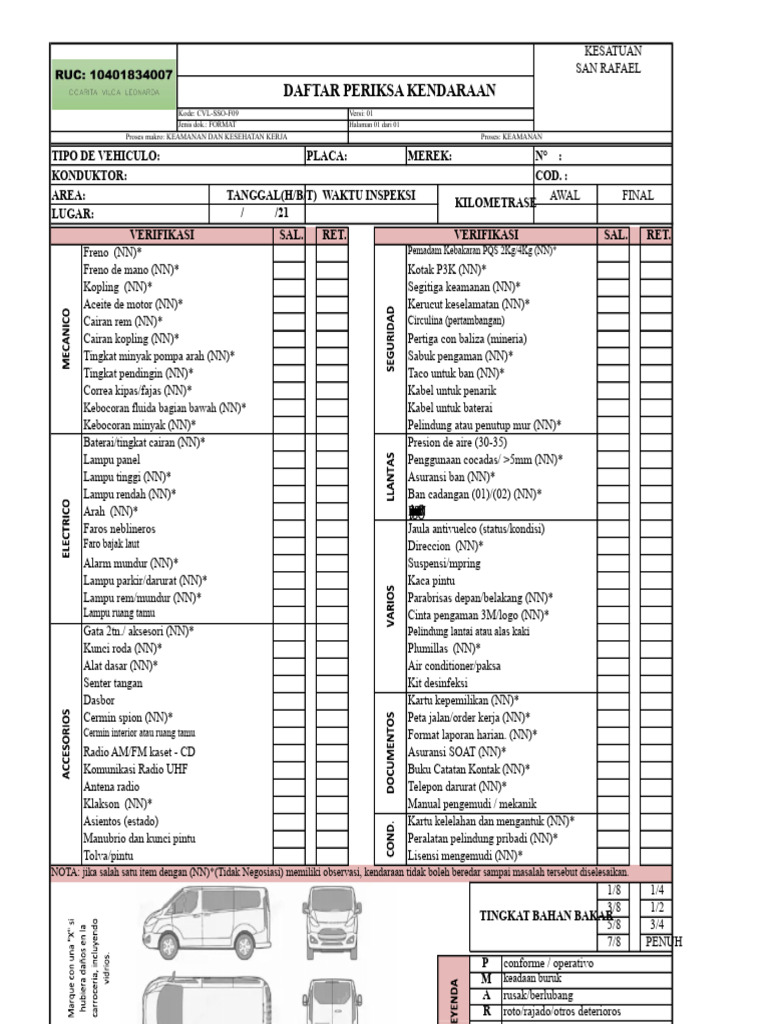4 Format-CHECK LIST KENDARAAN v1 PDF | PDF