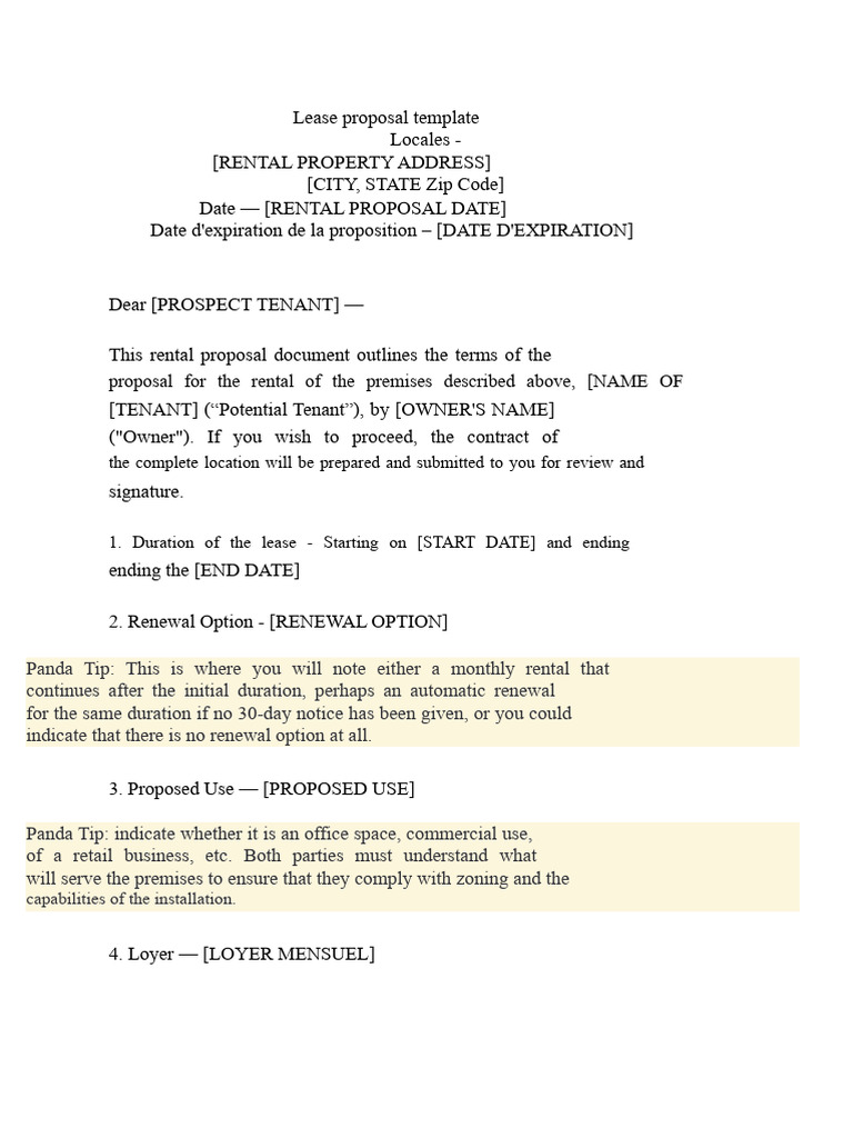 Rental Proposal Template for Tenants | PDF | Lease | Leasehold Estate