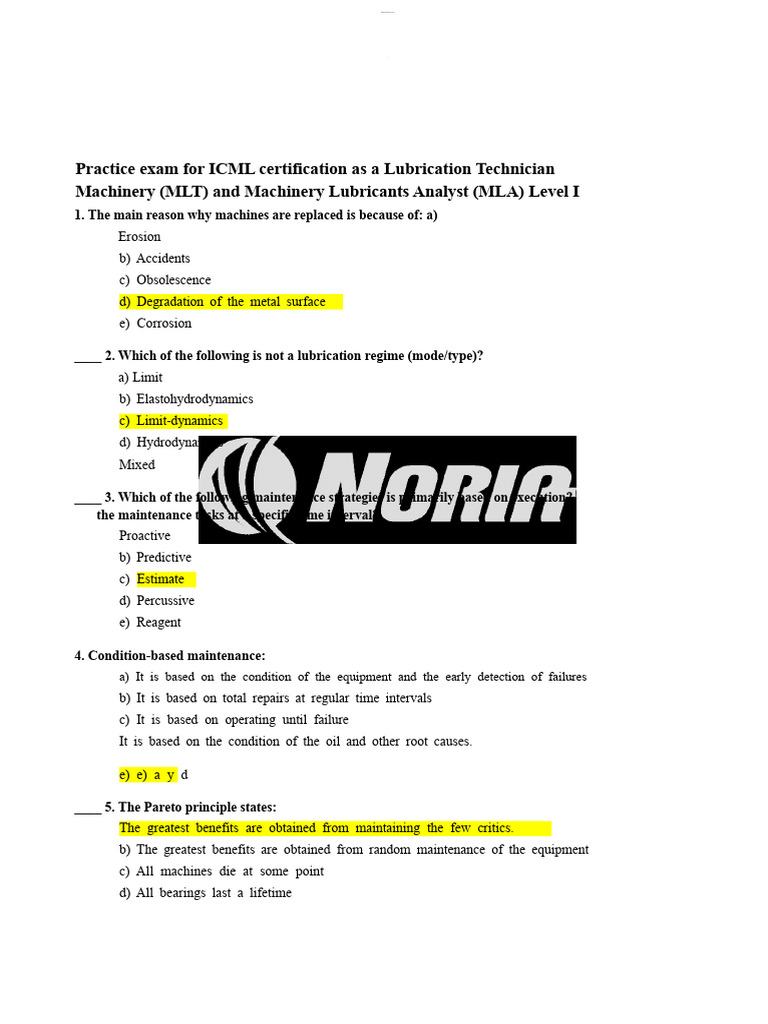 ICML Lubrication Technician Exam Prep | PDF | Filtration | Motor Oil