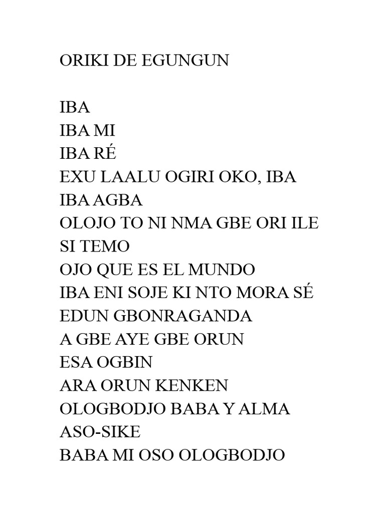 Oriki de Egungun: Saludos y Ritos | PDF