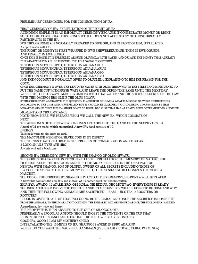 Ifá Consecration Ceremony Guide | PDF