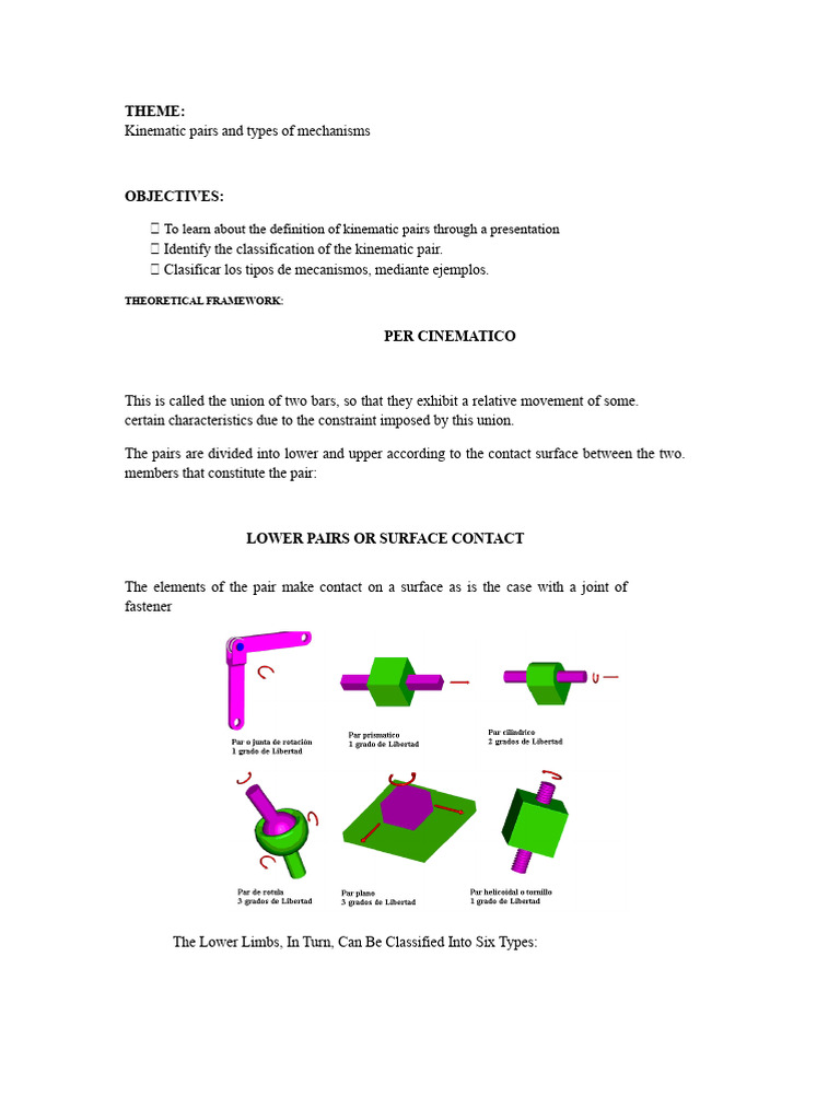 Kinematic Pairs and Mechanism Types | PDF | Kinematics | Classical ...