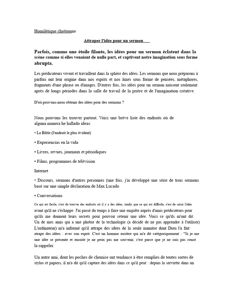 Idées et style pour sermons efficaces | PDF | Homélie | Vérité
