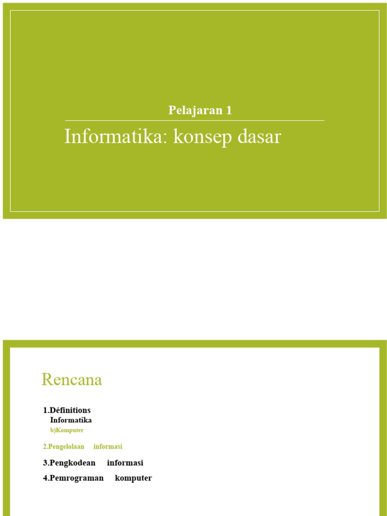 Kursus Informatika L1 - Pelajaran 1 | PDF