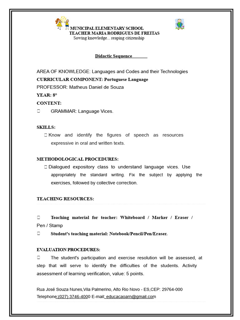 Language Vices and Grammar in Portuguese | PDF | Sentence (Linguistics ...
