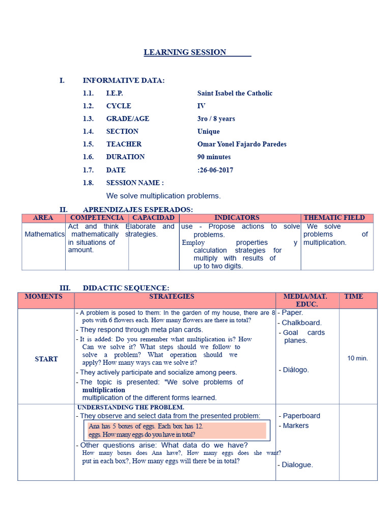 Multiplication Problem-Solving Session | PDF | Multiplication ...