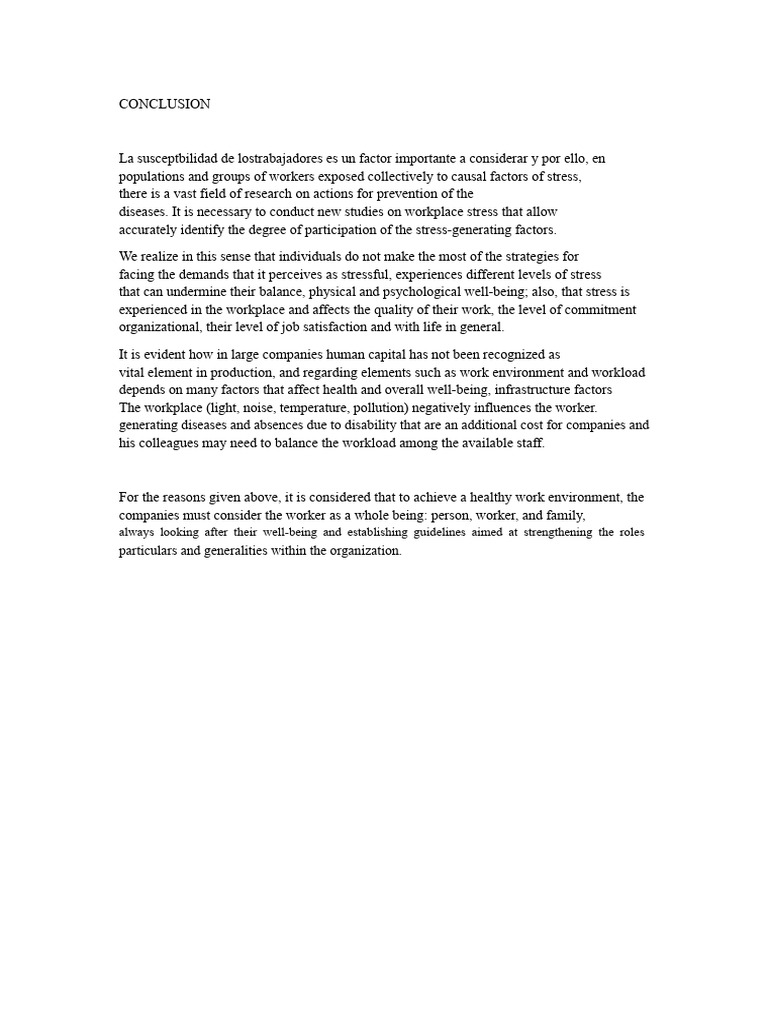CONCLUSION Work-Related Stress | PDF