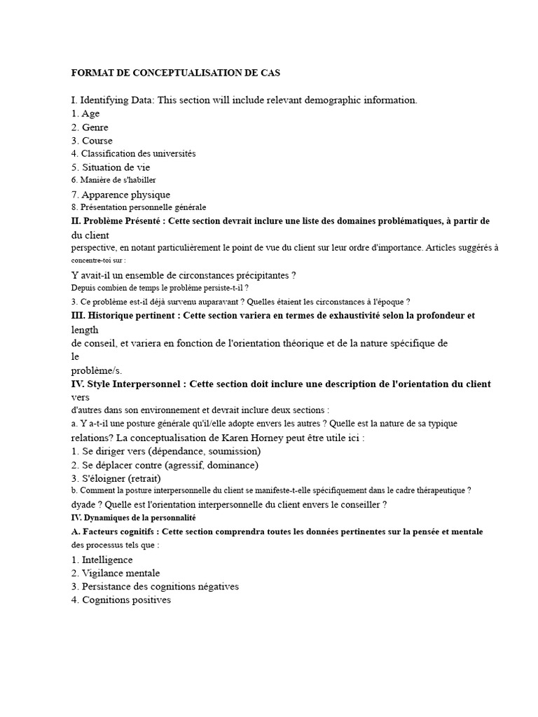 Format de Conceptualisation de Cas | PDF | Émotions | Stress (Biologie)