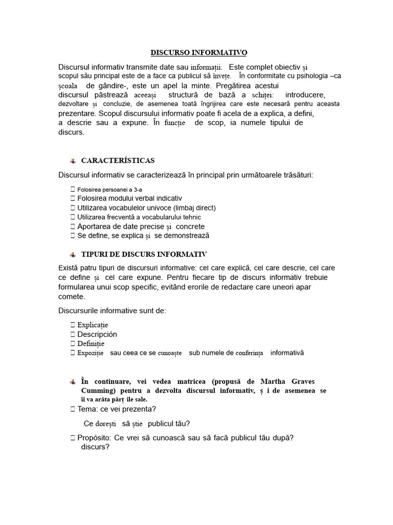 Discurs Informativ | PDF