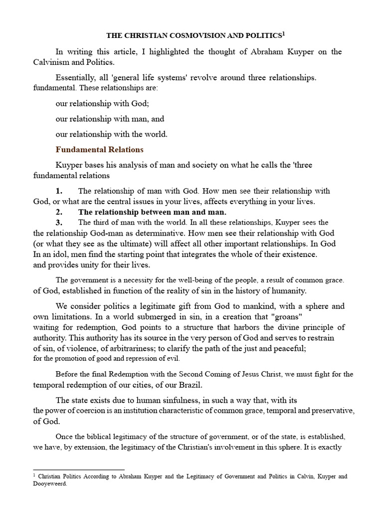 Kuyper's Christian Politics Explained | PDF | Sovereignty | God