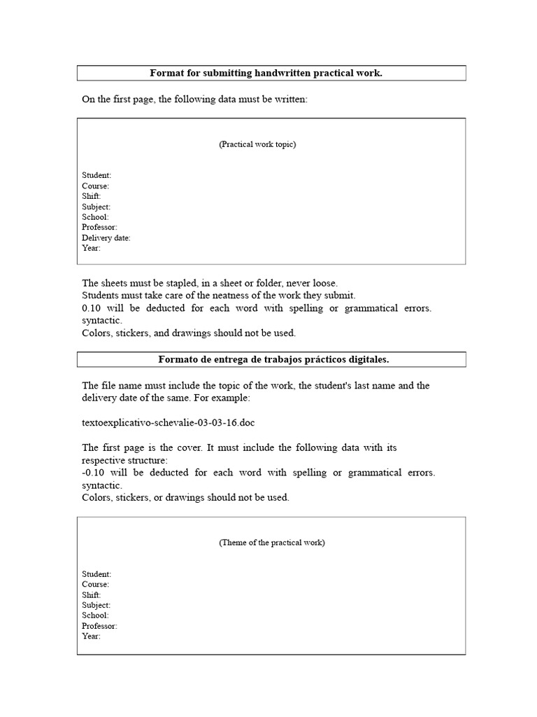 Guidelines for Submitting Practical Work | PDF | Computing