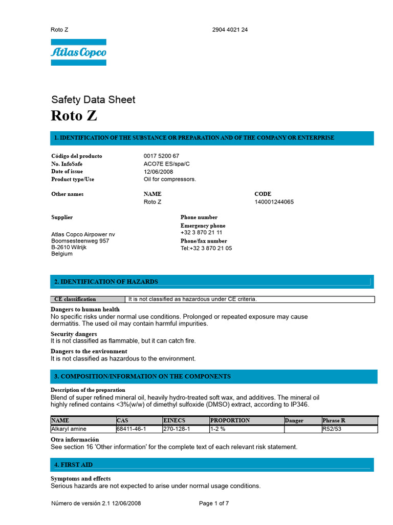 Safety Data Sheet Roto Z | PDF | Toxicity | Dangerous Goods