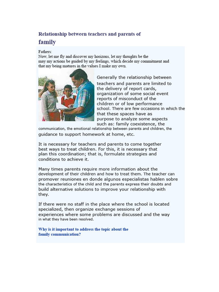 Enhancing Teacher-Parent Collaboration | PDF | Teachers | Self Esteem